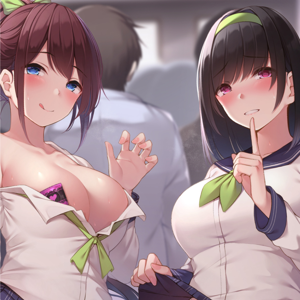 【KU100】満員電車でドスケベJKツインズに搾り取られる話