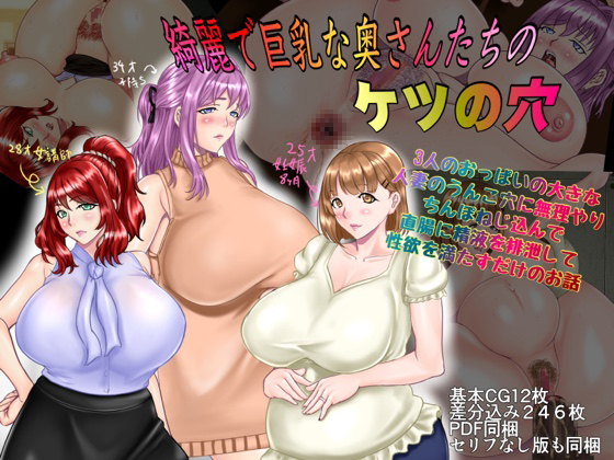 綺麗で巨乳な奥さん達のケツの穴　3人のおっぱいの大きな人妻のうんこ穴に無理やりちんぽねじ込んで直腸に精液を排泄するだけのお話