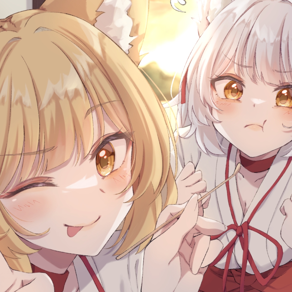 【ASMR】お狐様と双子の姉狐様【耳かき/尻尾耳かき/雨音/オノマトペ 声:丹下桜、こりす】