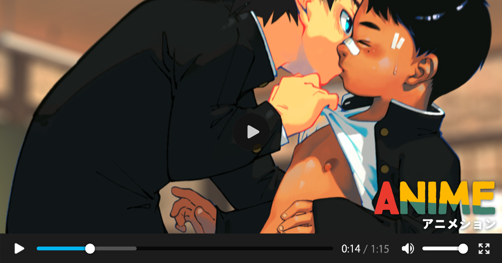 学ランの先輩と後輩が放課後の教室で夢中にキスをしている！キスの最中に勃起して射精することに驚き！