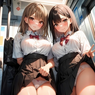 射精するまで降ろしてあげません♪〜ドスケベJK姉妹のWおまんこ逆痴漢電車〜