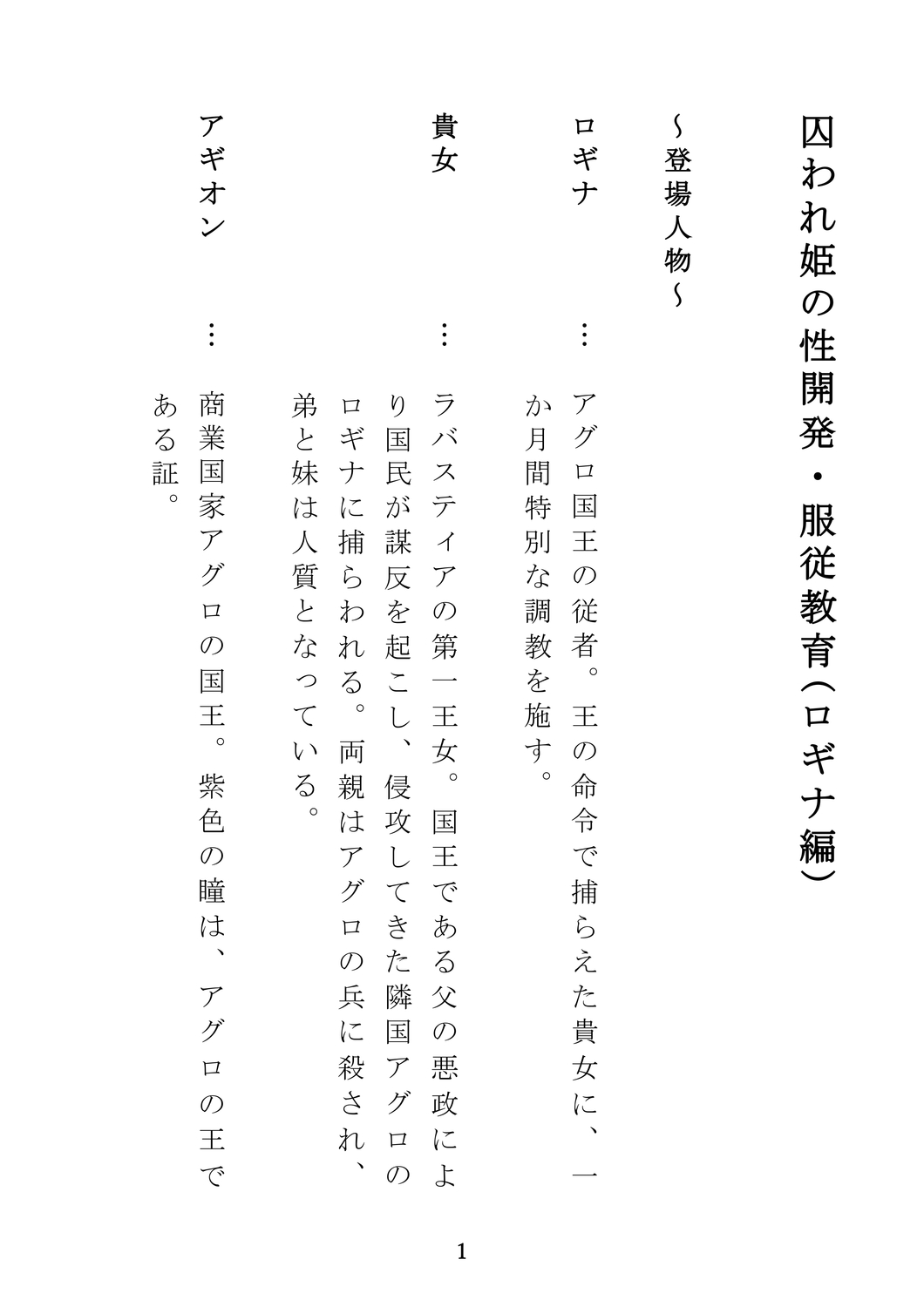 【シナリオ版】囚われ姫の性開発・服従教育(ロギナ編)