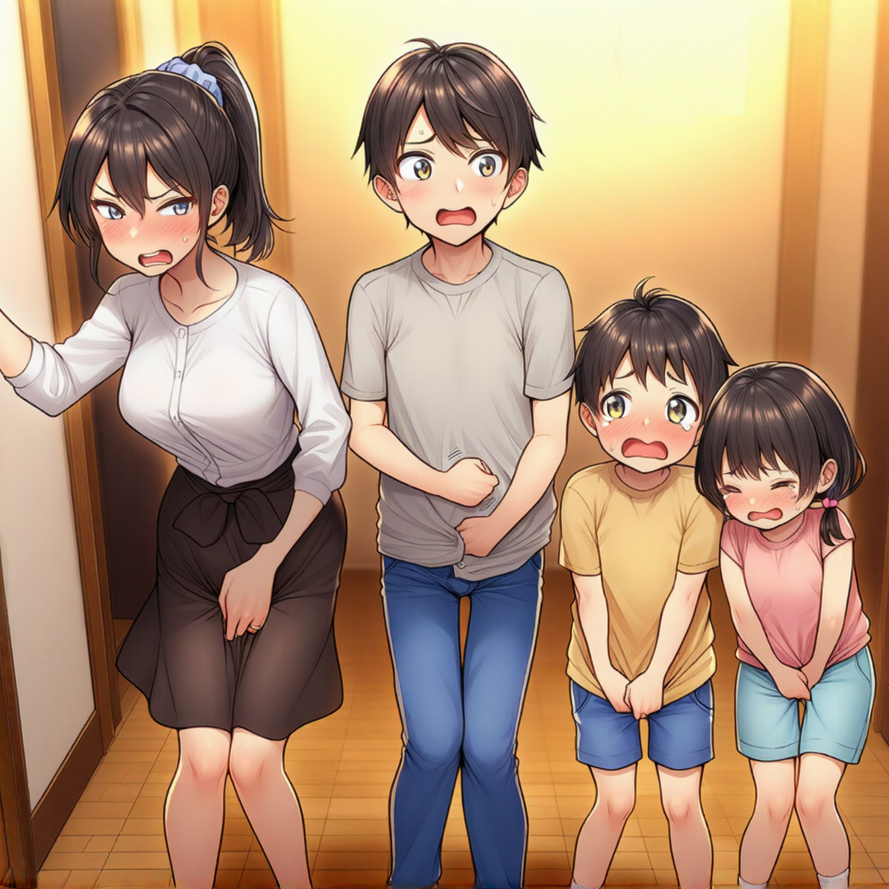がまんの限界！ トイレのドアをドンドン叩きまくる！