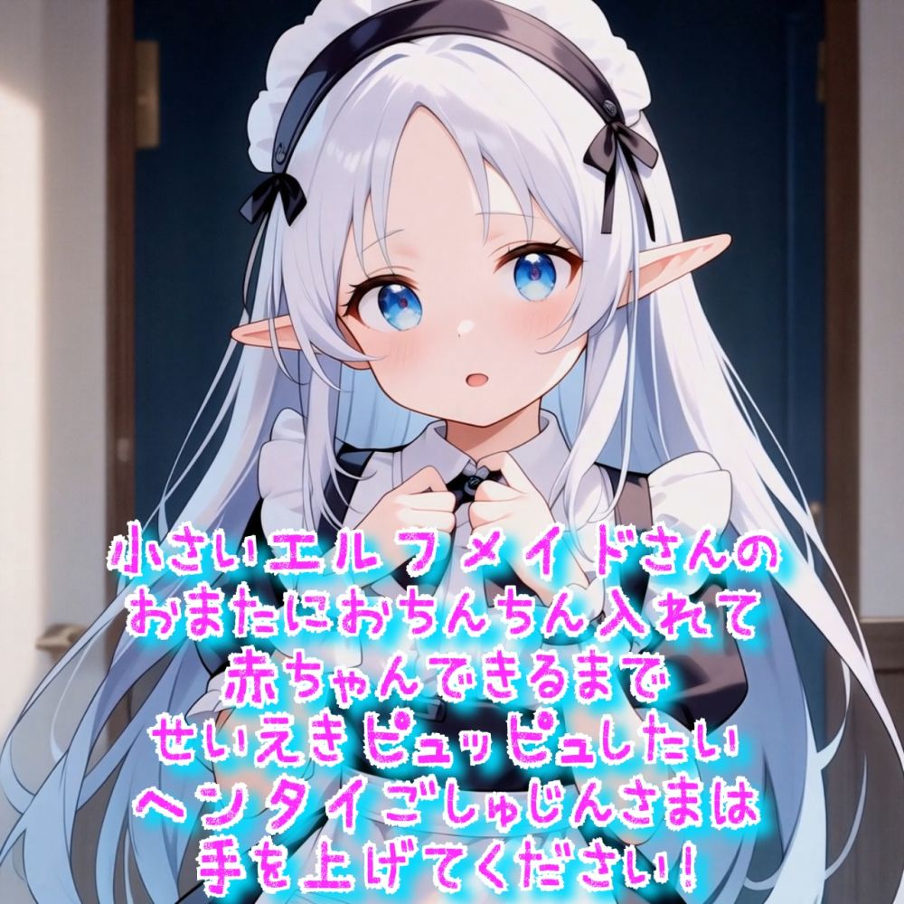 小さいエルフメイドさんのおまたにおちんちん入れて赤ちゃんできるまでせいえきピュッピュしたいヘンタイごしゅじんさまは手を上げてください！