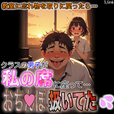 【女子席オナニー】忘れ物を取りに教室に戻ったら、男子が私の席で、おち〇ぽ扱いてた。～気づかれてそのままやられちゃいました～