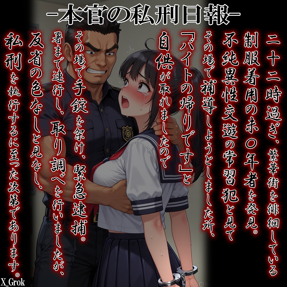 本官の私刑日報『不純異性交遊を自供しましたので、本官が私刑を執行した次第であります。』
