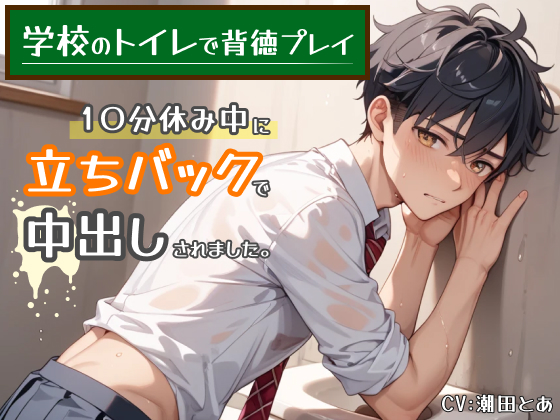 【学校のトイレで背徳プレイ】10分休み中に立ちバックで中出しされました。