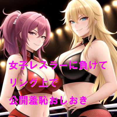 女子レスラーに負けてリング上で公開羞恥おしおき