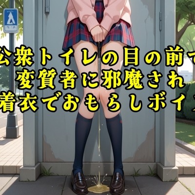【おしがま我慢】公衆トイレの目の前で変質者に邪魔され着衣でおもらしボイス
