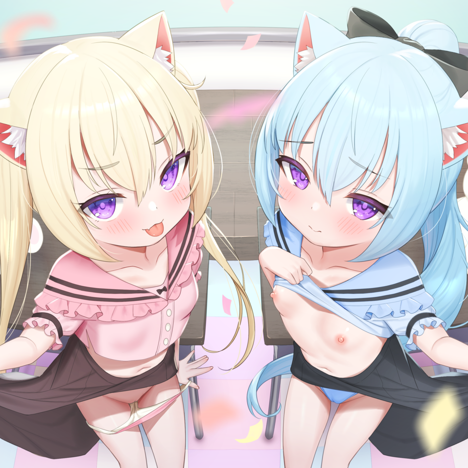 【マゾ逆躾け&rarr;⚠︎逆転理解らせ♡】W子猫メ○ガキ「発情期マ〇コ負けてごめんニャさい^&bull;&omega;&bull;^」お仕置きニャま交尾でわから性裁♡【詫びちび猫マンコ♡ハメ比べ】