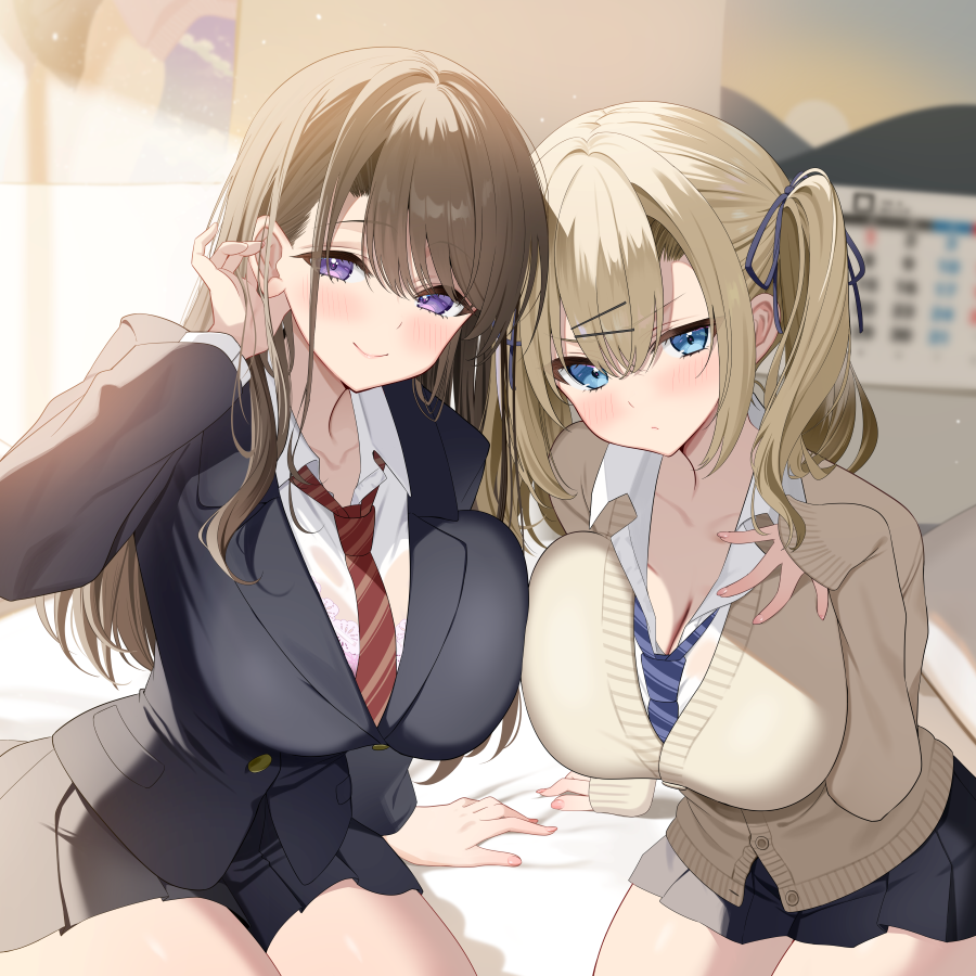 ヤキモチ密着ハーレム添い寝♡学園のアイドル姉妹は俺の嫁