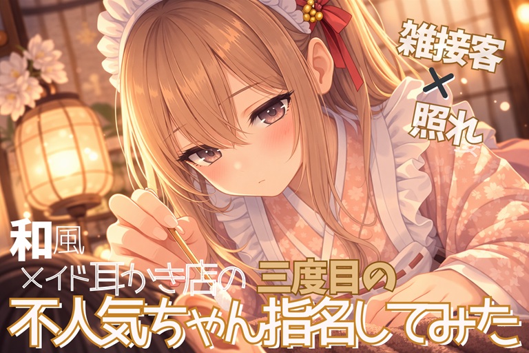 【雑接客×照れ】和風メイド耳かき店の不人気ちゃん三回目の指名してみた【耳かきASMR一時間】