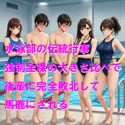水泳部の伝統行事 強制全裸の大きさ比べで後輩に完全敗北して馬鹿にされる