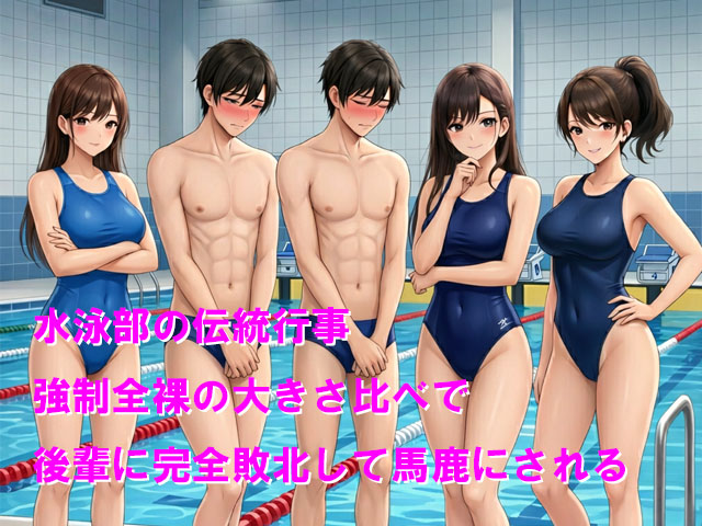 水泳部の伝統行事 強制全裸の大きさ比べで後輩に屈辱の完全敗北して馬鹿にされる