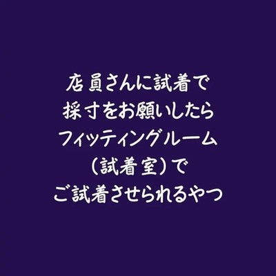 店員さんに試着で採寸をお願いしたらフィッティングルーム（試着室）でご試着させられるやつ（試用版）