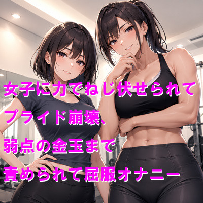 女子に力でねじ伏せられてプライド崩壊、弱点の金玉まで責められて屈服オナニー
