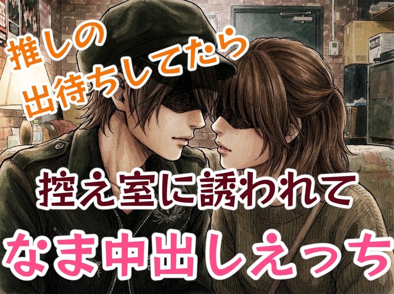 推しのイケメン地下アイドルの出待ちしてたら、こっそり推しから声かけられて控え室で中出し…