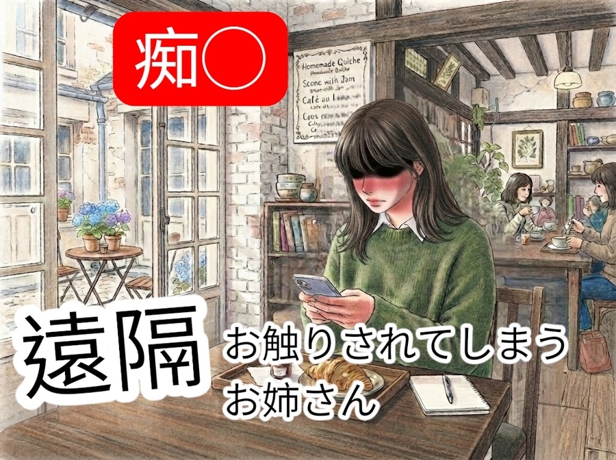 近所の隠れ家的お店で自分の時間を楽しんでいたら、遠隔でショーツの中を舐め回されたあげく更に遠隔でオマンコに指入れまでされ、最後はお店の中でバレないように逝かされてしまうお姉さん…