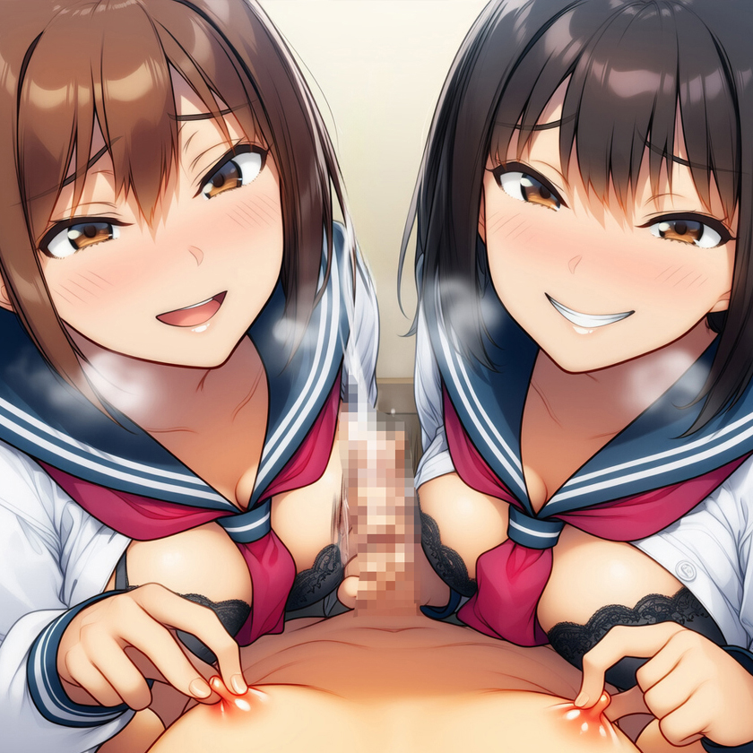 『女子○生二人から両耳を舐めまわされながら乳首責めされて何十回も射精寸止めされてからイカされる少年』【ボイス版】