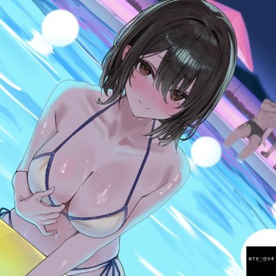 【寝取られ妄想えっち】幼馴染カノジョちゃんとのナイトプール