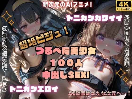 【4K神画質60fps】超絶ビジュ！ トニカクカワイイ トニカクエロイ つるぺた美少女100人 中出しSEX！