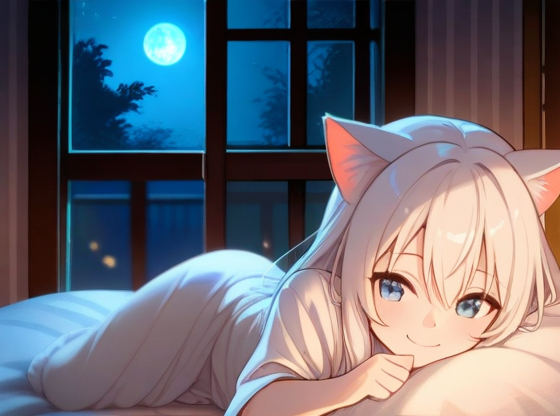 【そのままでいいにゃ】秋の夜、猫耳の彼女と眠る添い寝ボイス【全肯定/安眠】