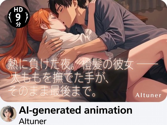 【9分HD】熱に負けた夜。橙髪の彼女 ―― 太ももを撫でた手が、そのまま最後まで。