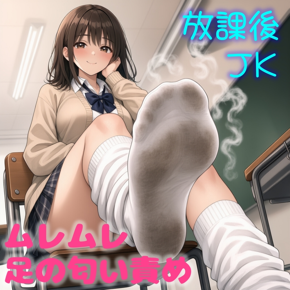 【足の匂いフェチ】放課後JKの蒸れ蒸れの足臭を嗅がされながら汚れたルーズソックス足でイカされる惨めなM男【足コキ】