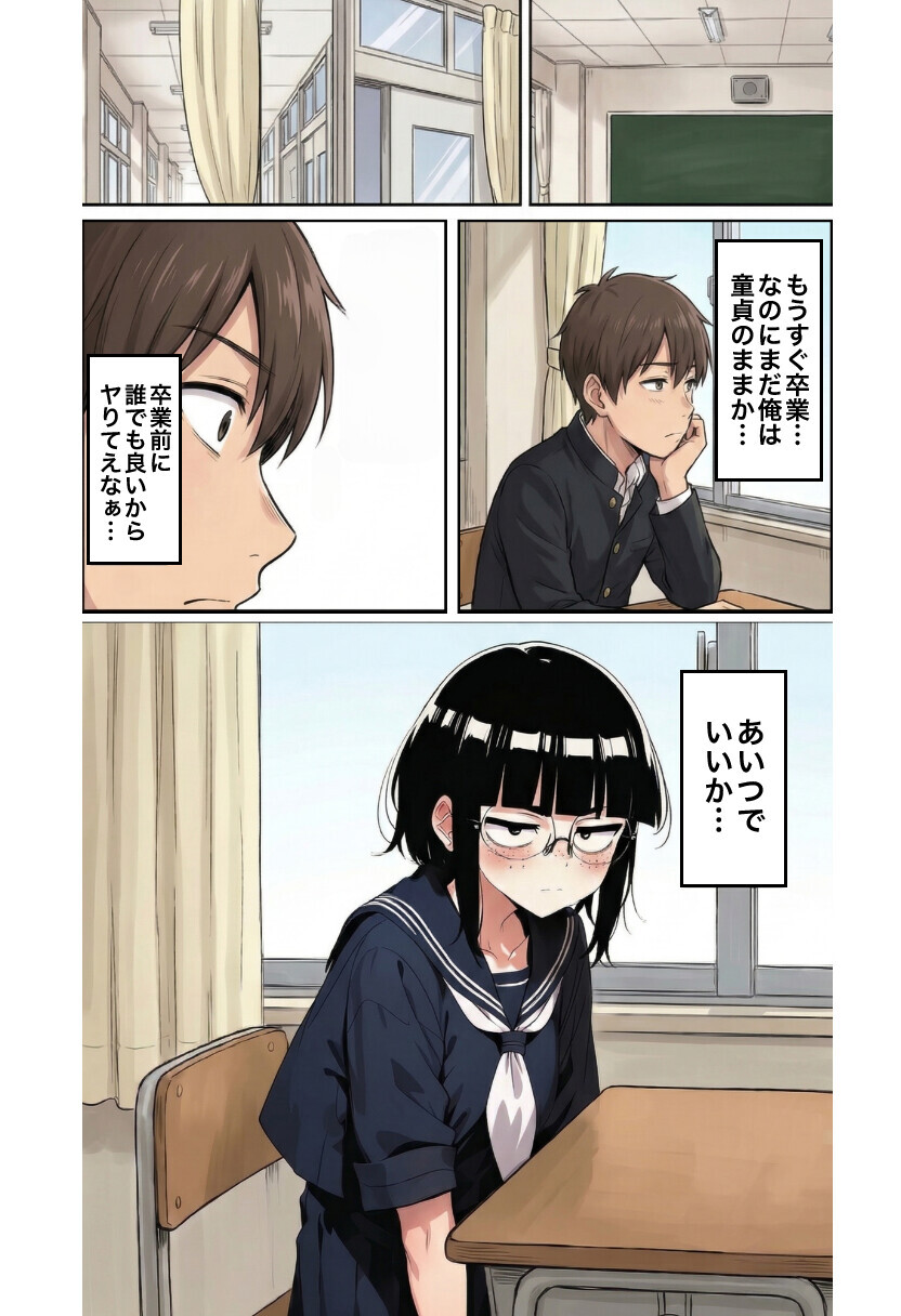 ブスな女子校生とヤって童貞を捨てる話【漫画87P】