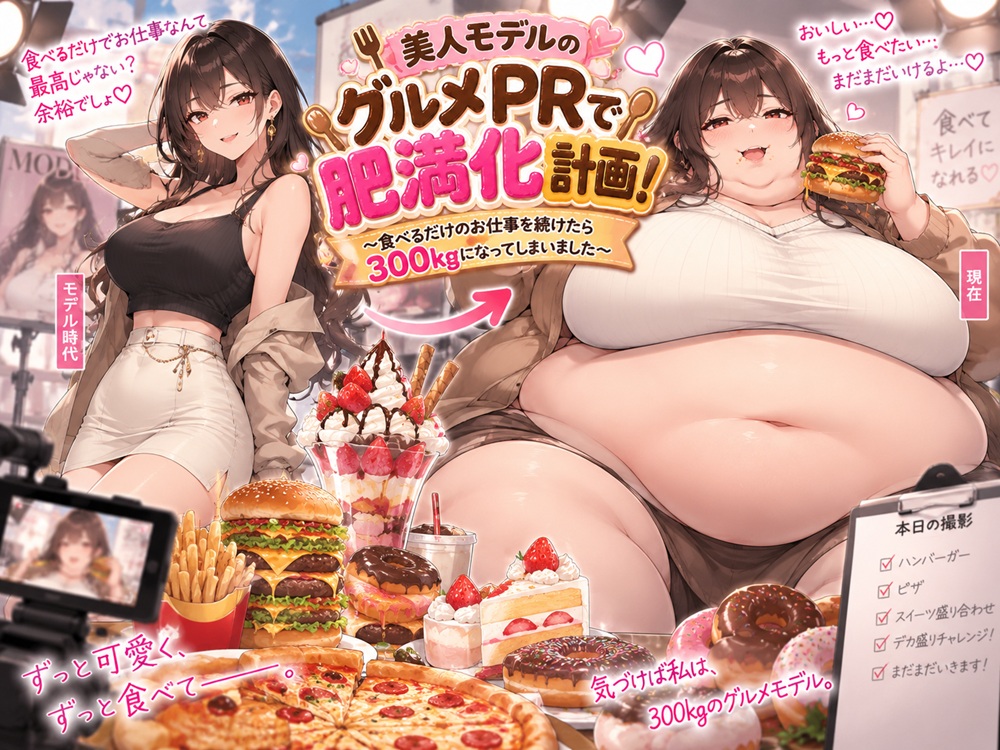 美人モデルのグルメPRで肥満化計画！～食べるだけのお仕事を続けたら300kgになってしまいました～
