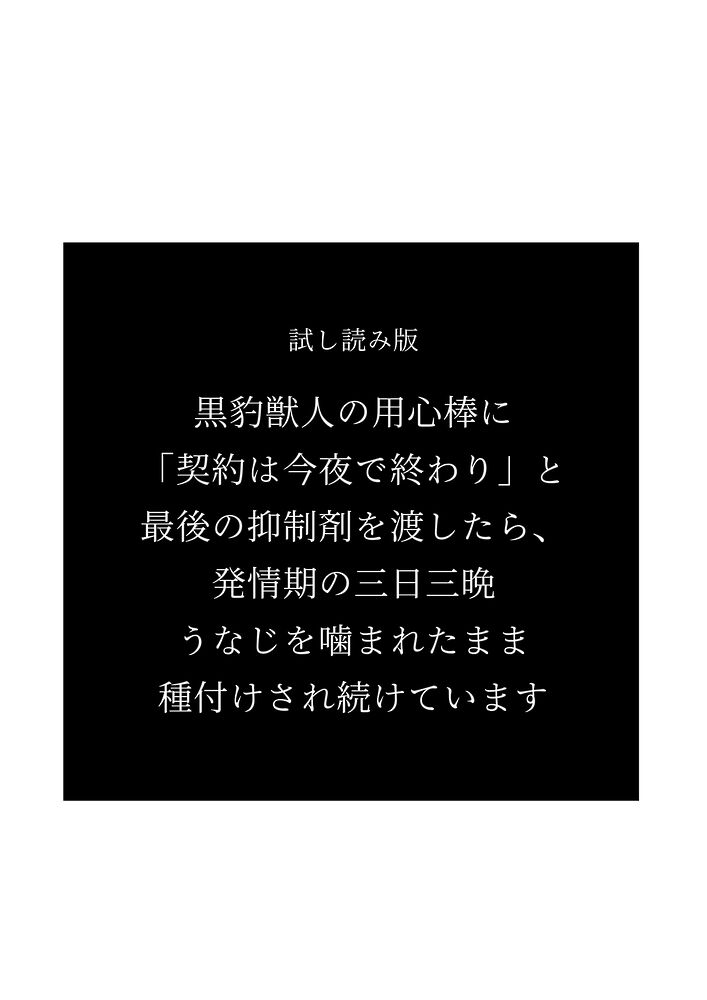 【試し読み版】黒豹獣人の用心棒に「契約は今夜で終わり」と最後の抑制剤を渡したら、発情期の三日三晩うなじを噛まれたまま種付けされ続けています