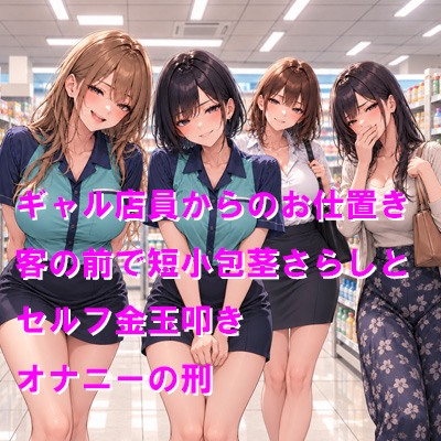 ギャル店員からのお仕置き 客の前で短小包茎さらしとセルフ金玉叩きオナニーの刑