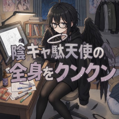 パーカーとタイツの上から全身の匂いをクンクン