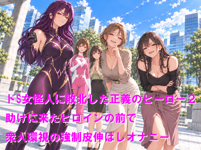 ドS女怪人に敗北した正義のヒーロー2 助けに来たヒロインの前で衆人環視の強制皮伸ばしオナニー